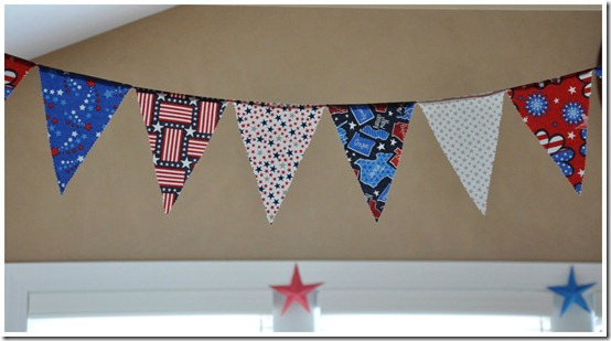 Pennant Banner with Hand-Folded Stars in Background