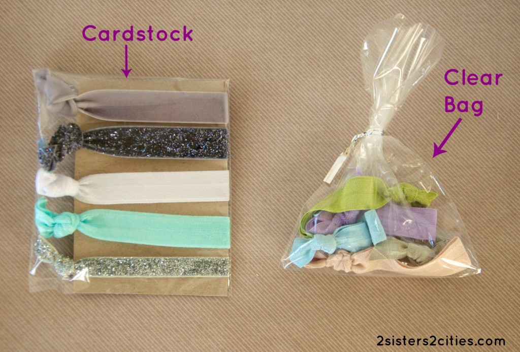 How to wrap up DIY hair ties for gifts
