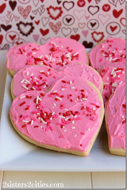 Buttercream Frosted Heart-Shaped Sugar Cookies
