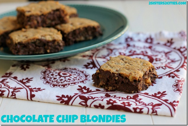 Chocolate Chip Blondies {from 2 Sisters 2 Cities}