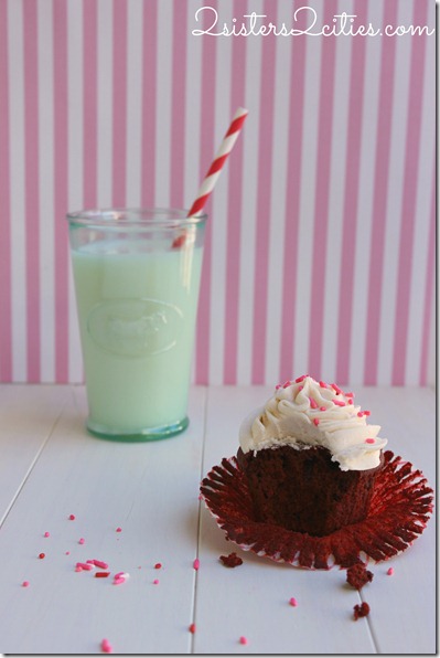 Red Velvet Cupcake and a Glass of Milk