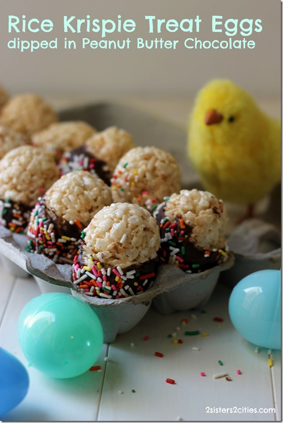 Rice Krispie Treat Eggs Dipped in PB Chocolate