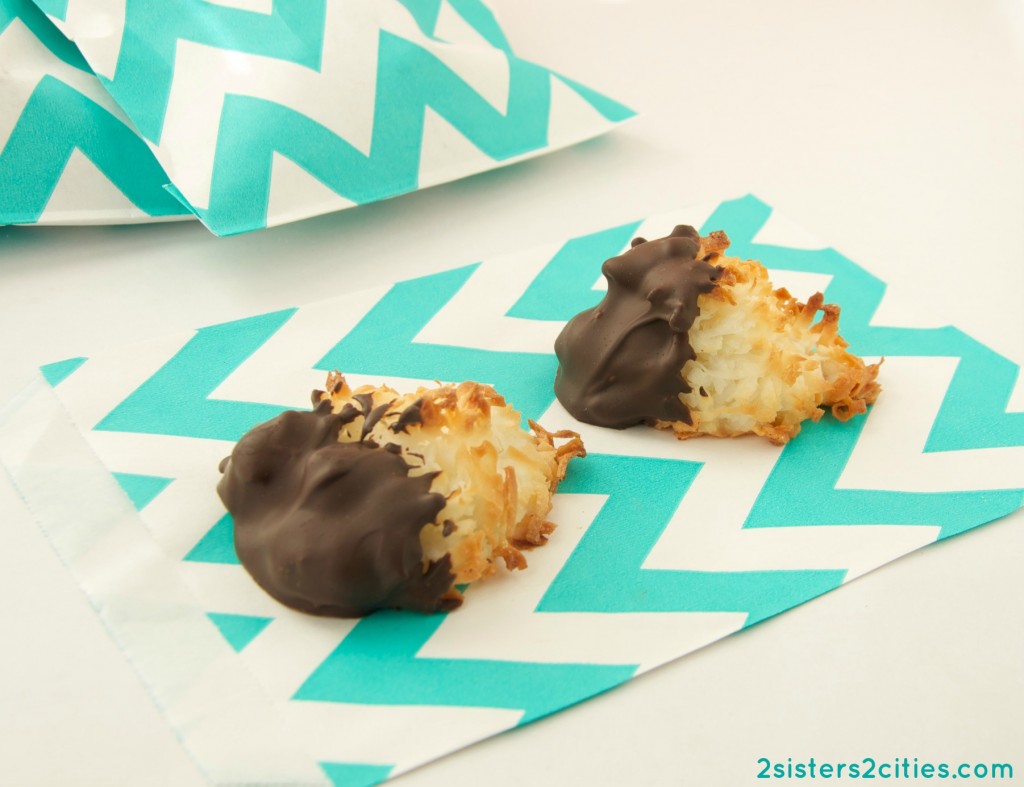 Chocolate Dipped Coconut Macaroons {from 2 Sisters 2 Cities}