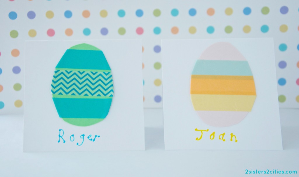 washi tape egg place cards