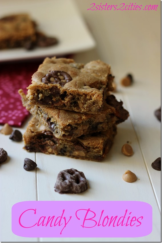 Chocolate, Peanut Butter, Caramel Snicker, Chocolate Covered Pretzel Blondies