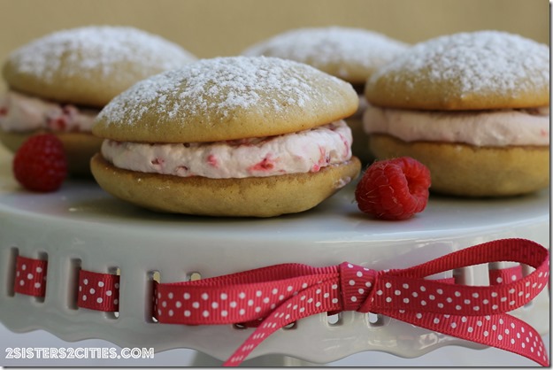 Raspberry Whipped Cream Filled Lemon Whoopie Pies