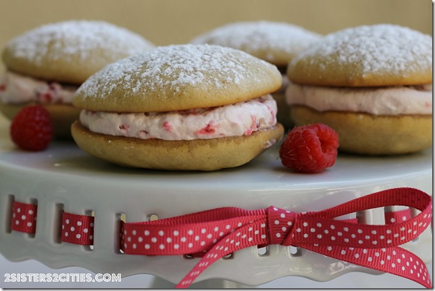 Raspberry Whipped Cream Filled Lemon Whoopie Pies