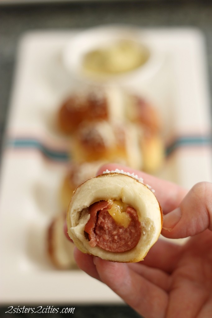 Cheesy Mini Pretzel Dogs