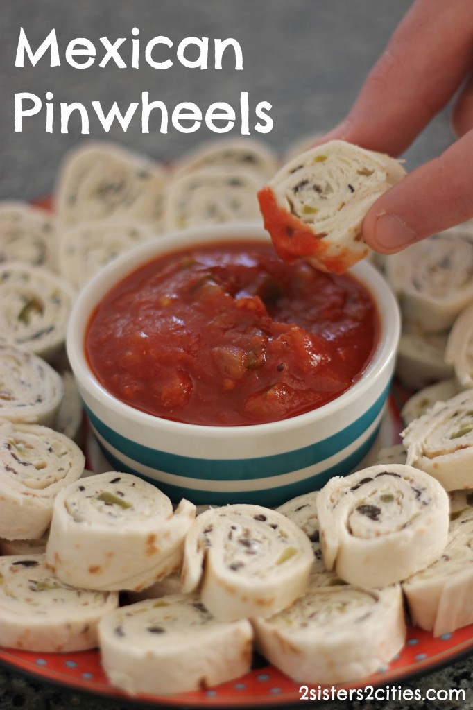 Mexican Pinwheels Dipped in Salsa